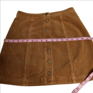 WOMEN'S Golden Brown Corduroy Button-down A-line Mini‎ Skirt Y2K